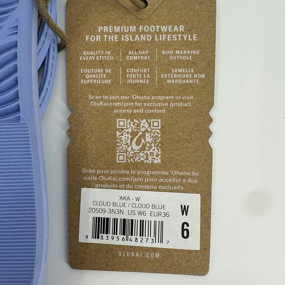 OluKai Womens 'Aka Water Resistant Knotted Beach Thong Sandals Cloud Blue Size 6 - Picture 10 of 10